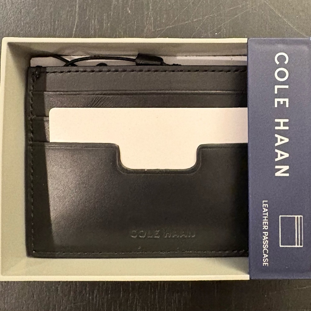 New- in box Cole Haan Black Leather Card Holder